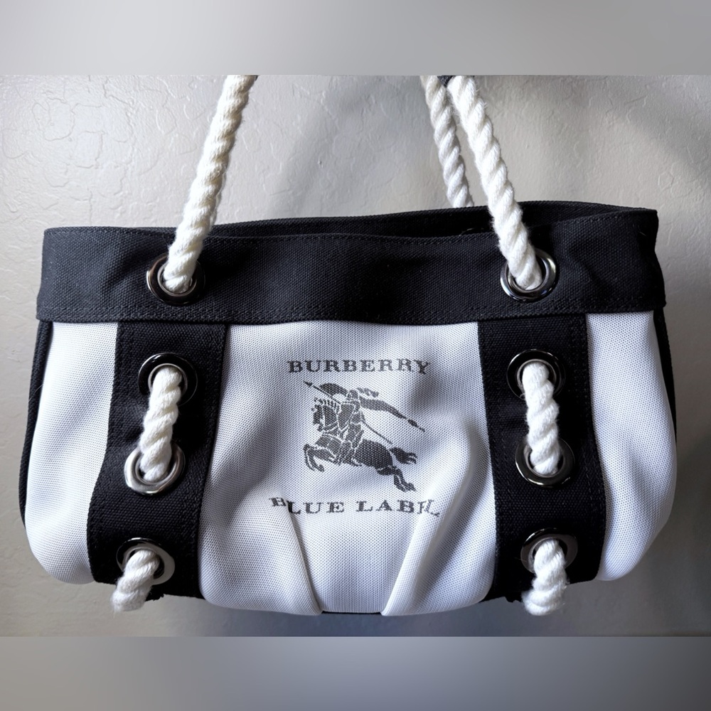 Burberry London Blue Label Tote Canvas Shoulder Bag